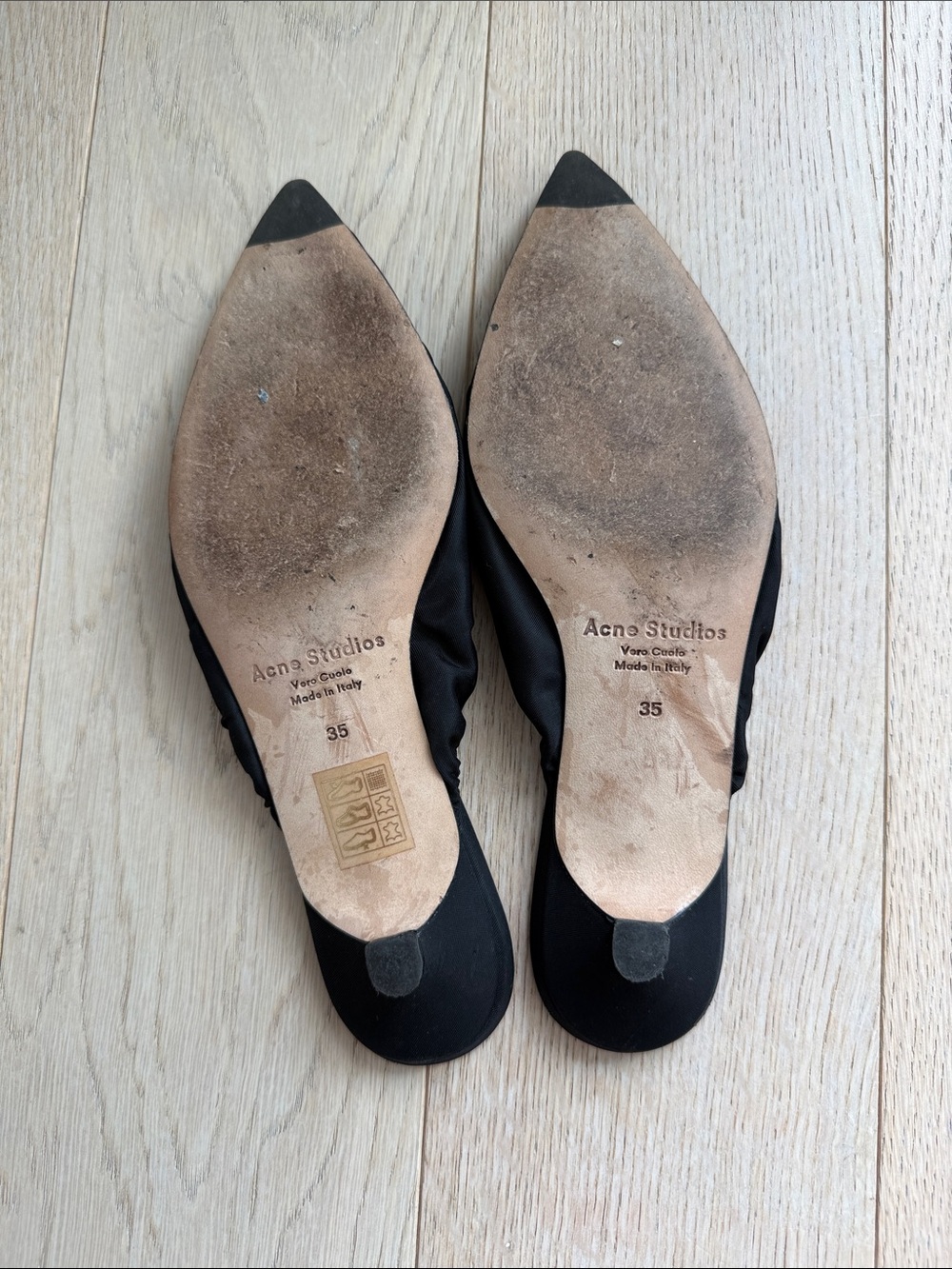 Acne studios Black Ruched Pointed Slip-On Mules - Picture 4 of 6